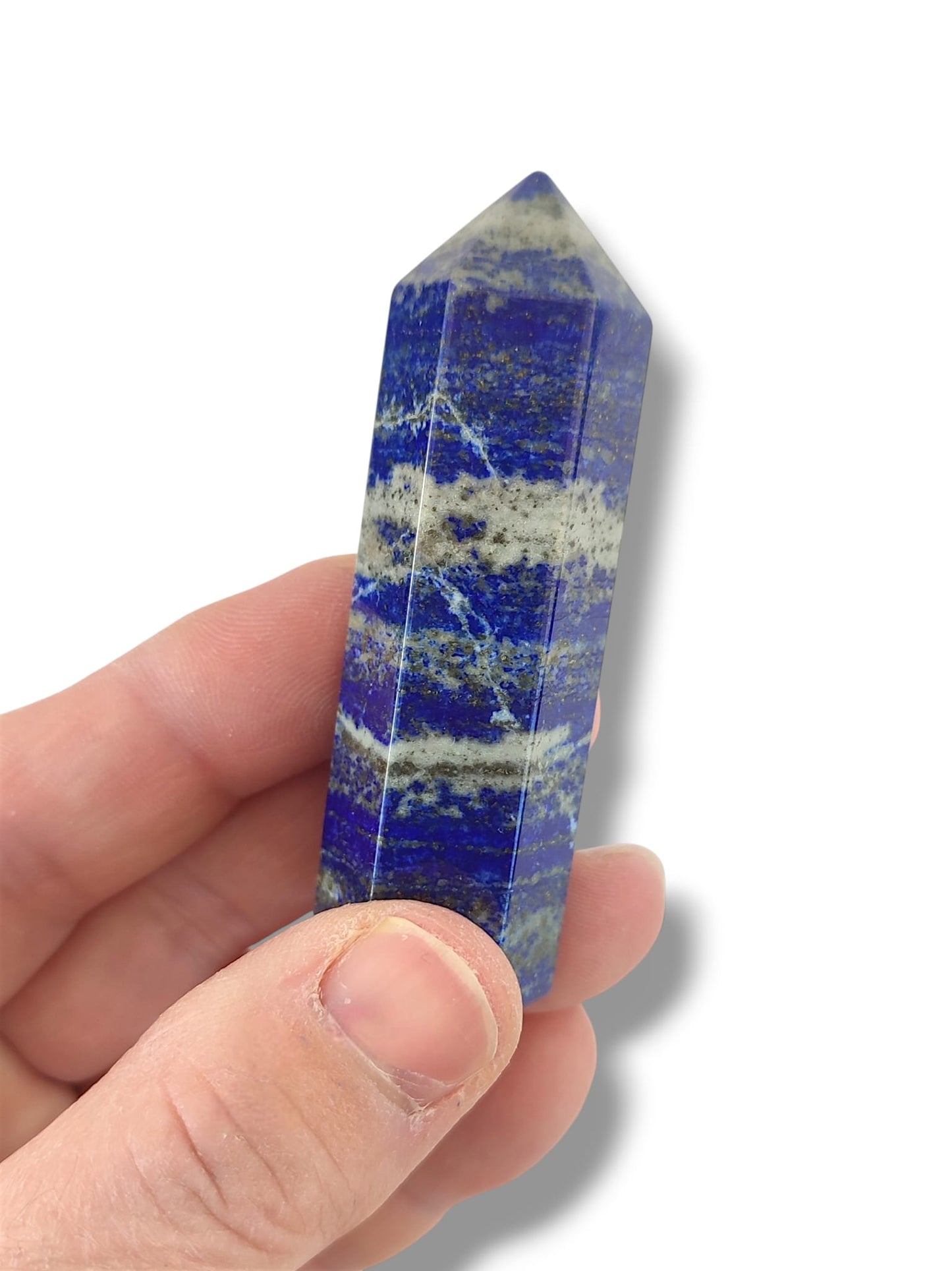 mineral lapislázuli en forma de punta para tercer ojo y claridad mental