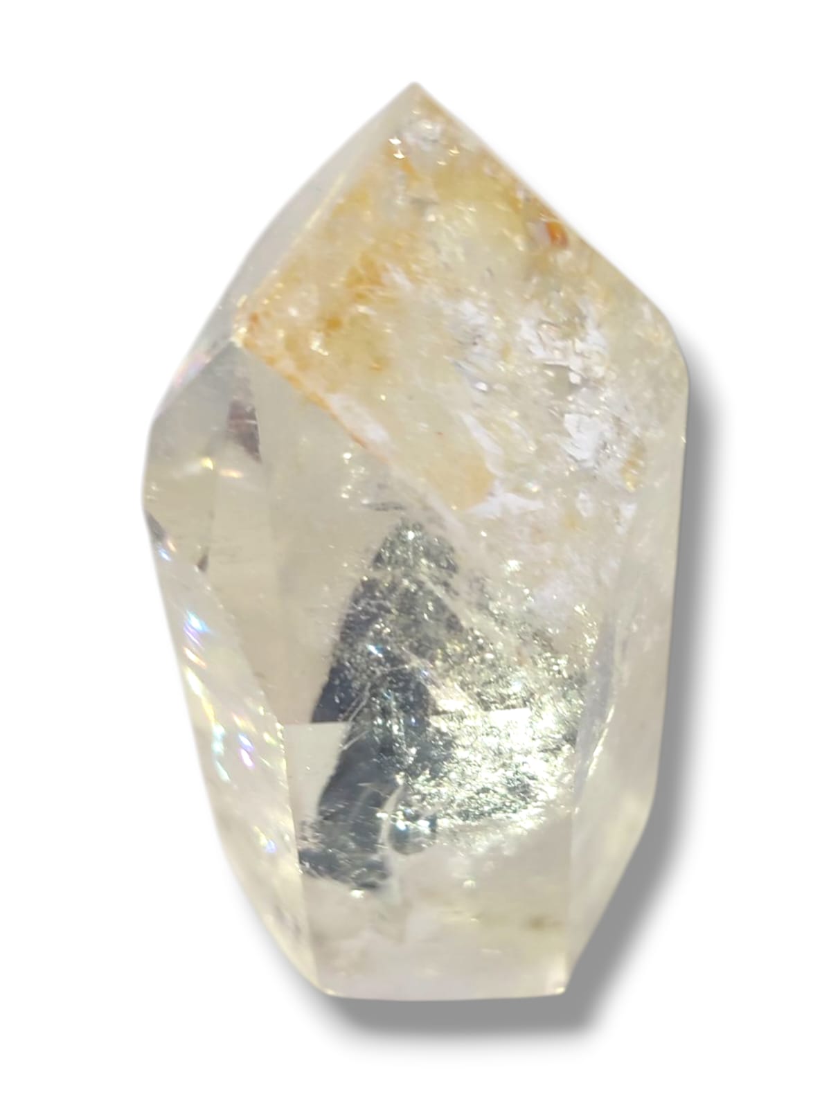 punta de cuarzo arcoíris natural para sanación energética y meditación