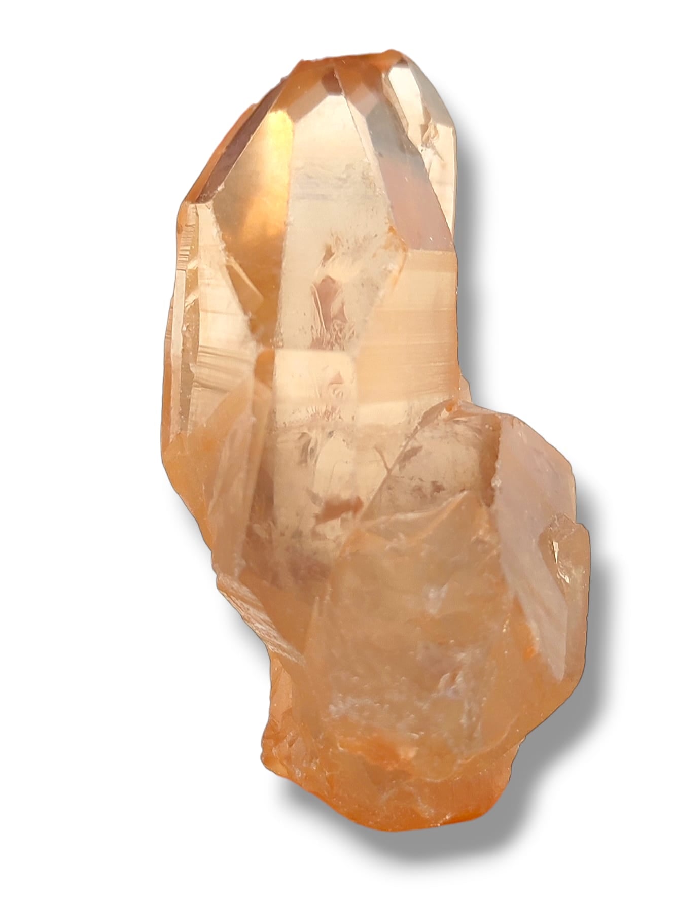 punta de cuarzo hematoide natural con inclusiones rojas de hematites