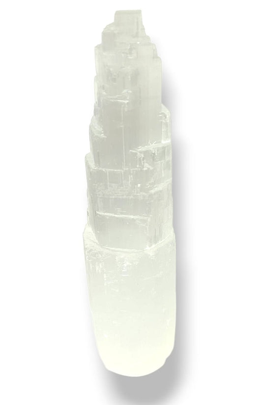torre de selenita xl para purificación de energía y protección del hogar