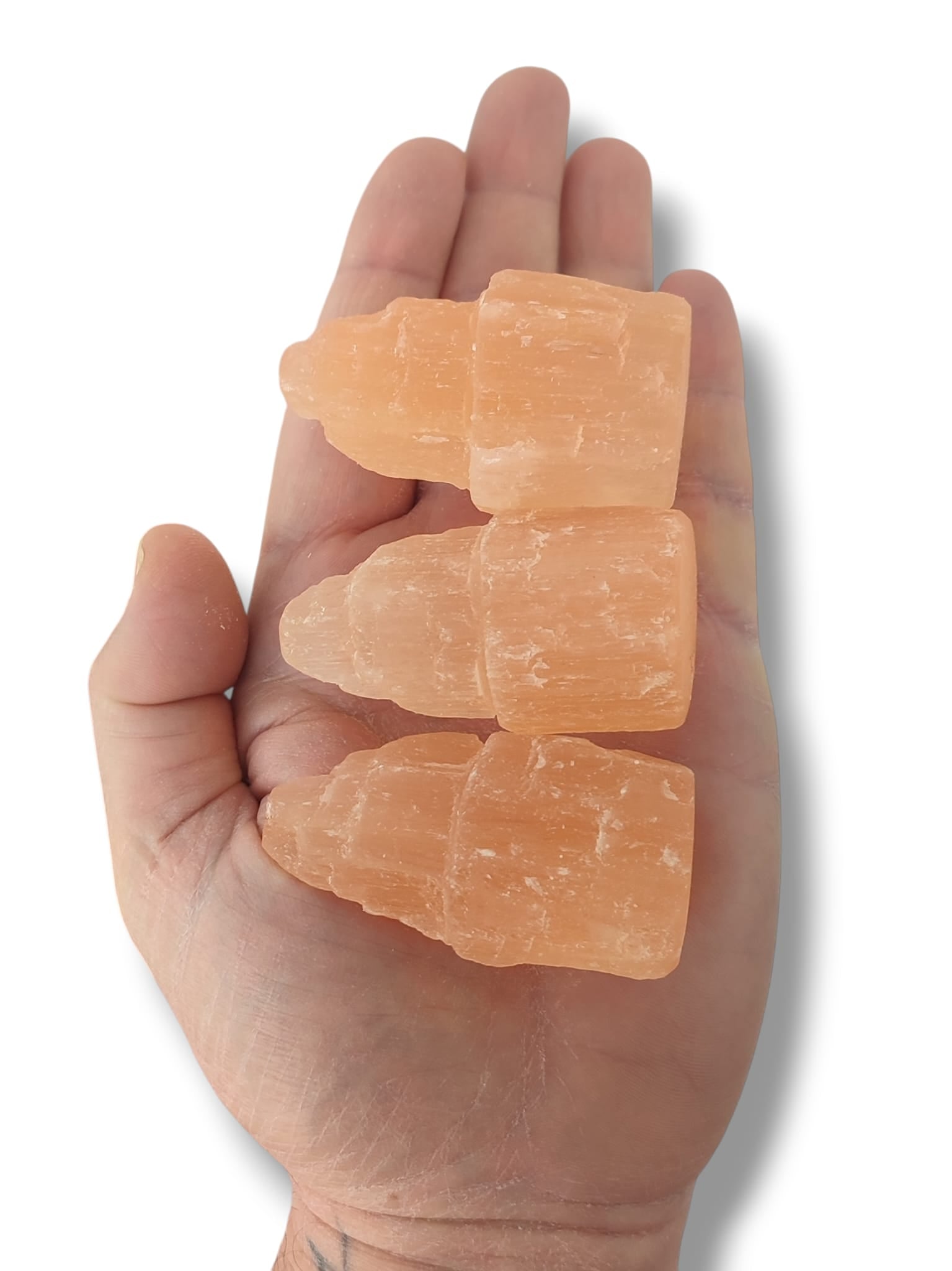 torres de selenita naranja pequeñas para limpieza energética