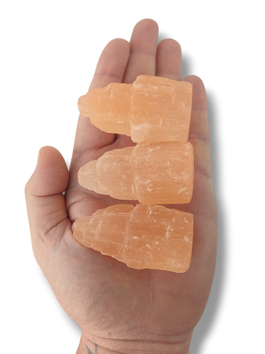 torres de selenita naranja pequeñas para limpieza energética