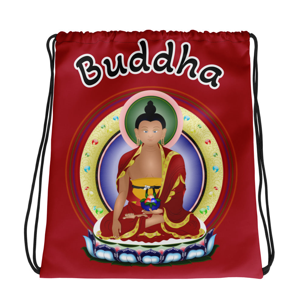 Bolsa de cuerdas de polyester rojo del buda sakyamuni