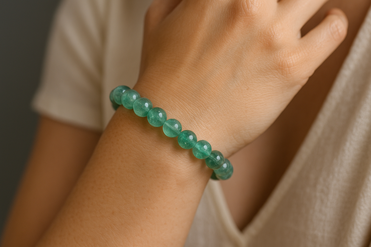 Pulsera de fluorita verde para meditación y protección espiritual