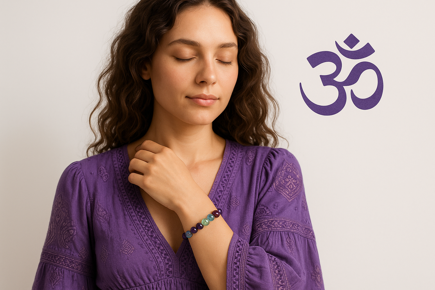 Pulsera fluorita multicolor piedras naturales para meditación