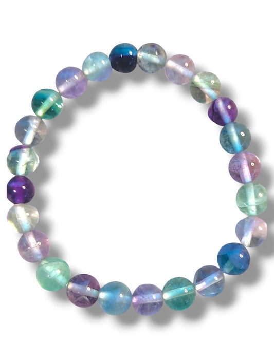 Pulsera fluorita multicolor 8mm de piedra natural auténtica
