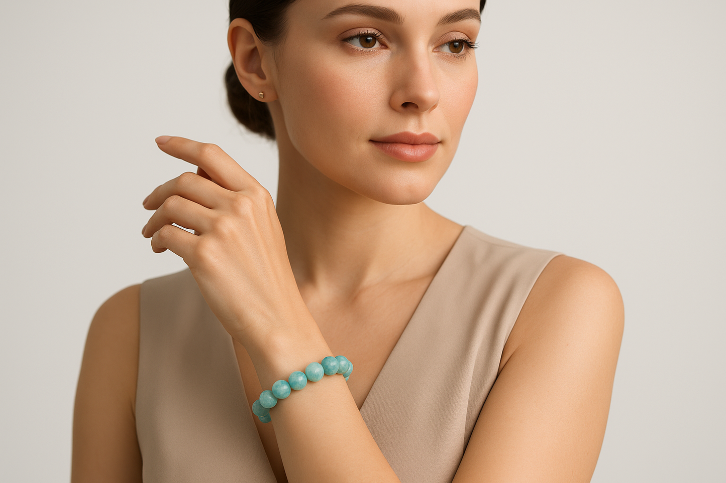 Pulsera de piedras amazonita para aliviar el estrés y la ansiedad