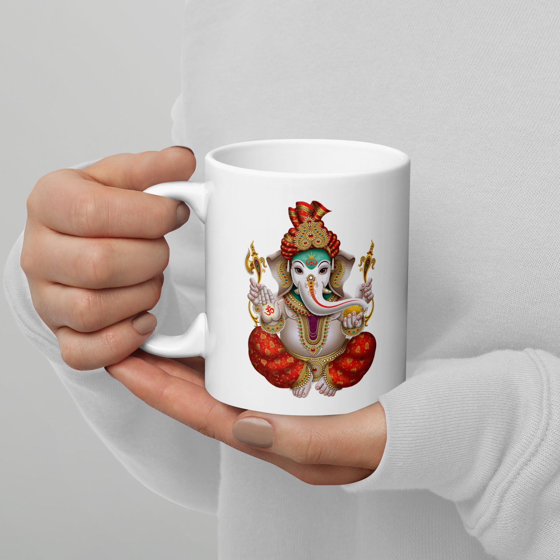 Taza de cerámica Ganesha de Atlantis Crystals, ideal para coleccionistas, con diseño exclusivo que celebra al dios hindú Ganesha
